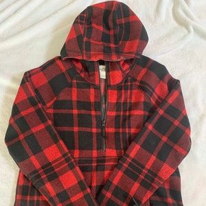 The North Face hooded pullover red plaid size L